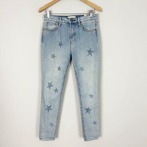 DRIFTWOOD Jackie High Rise Light Wash Star-Print Skinny Jeans